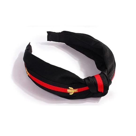 LUXE "WannaBee" BLACK/RED Top Knotted Headband 💚❤️💚🐝 (LHXX006) - Picture 1 of 1